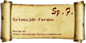 Szloszjár Ferenc névjegykártya